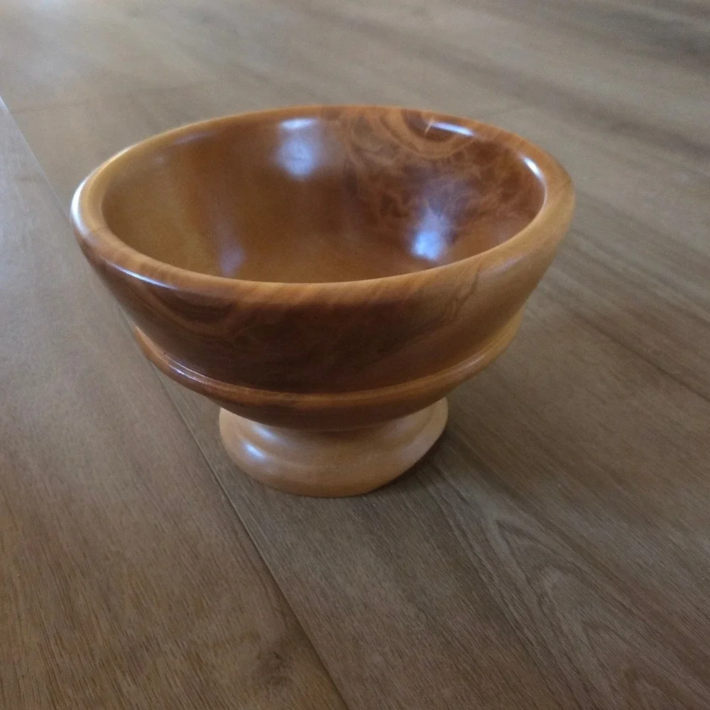 Paul Johnson Alaska Hand Turned Burl Wood Pedestal Bowl Artisan Signed